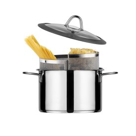    Inoxriv Milano kétkosaras tésztafőző, szilikon peremű üvegfedővel 24 cm